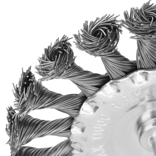 Щетка для дрели, 100 мм, плоская со шпилькой, крученая металлическая проволока Matrix фото 3