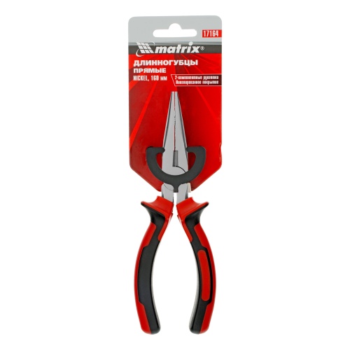 Длинногубцы прямые Nickel, 160 мм, никелированные, двухкомпонентные рукоятки Matrix фото 6