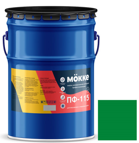 Эмаль алкидная профессиональная Mokke ПФ-115 зеленая 20 кг