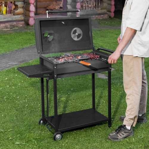Мангал сварной на колесах, 662 х 390 х 152/805 мм, сталь 2 мм, кочерга в комплекте, Camping Palisad фото 17