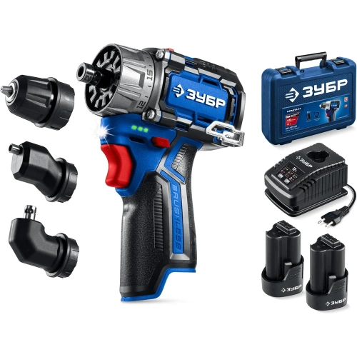 Дрель-шуруповерт ЗУБР Профессионал комби 12В, 45Нм, 2 аккумулятора, тип Т7, 2Ач, кейс DB-125-22 Дрель-шуруповерт ЗУБР Профессионал комби 12В, 45Нм, 2 аккумулятора, тип Т7, 2Ач, кейс DB-125-22