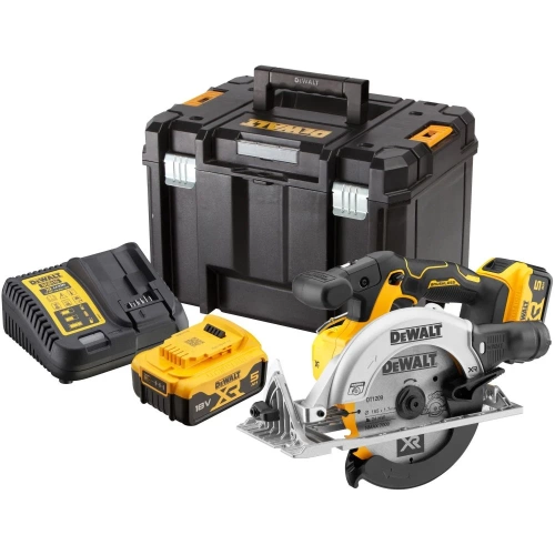 Аккумуляторная дисковая пила Dewalt DCS565P2, 18 В, 165 мм, 4950 об/мин, с 2 АКБ 5 Ач и ЗУ, в кейсе TSTAK DCS565P2-QW Аккумуляторная дисковая пила Dewalt DCS565P2, 18 В, 165 мм, 4950 об/мин, с 2 АКБ 5 Ач и ЗУ, в кейсе TSTAK DCS565P2-QW