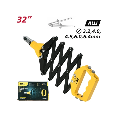 Заклепочник рычажно-складной DELI DL236932 815 мм, диаметр 3.2, 4.0, 4.8, 6.0, 6.4 мм 167828 фото 3 Заклепочник рычажно-складной DELI DL236932 815 мм, диаметр 3.2, 4.0, 4.8, 6.0, 6.4 мм 167828 фото 3