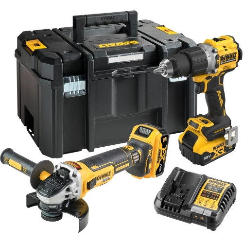 Аккумуляторный набор Dewalt DCK2026P2T, 18 В: дрель-шуруповерт DCD805 + УШМ DCG405, с 2 АКБ 5 Ач и ЗУ, в кейсе TSTAK DCK2026P2T-QW Аккумуляторный набор Dewalt DCK2026P2T, 18 В: дрель-шуруповерт DCD805 + УШМ DCG405, с 2 АКБ 5 Ач и ЗУ, в кейсе TSTAK DCK2026P2T-QW