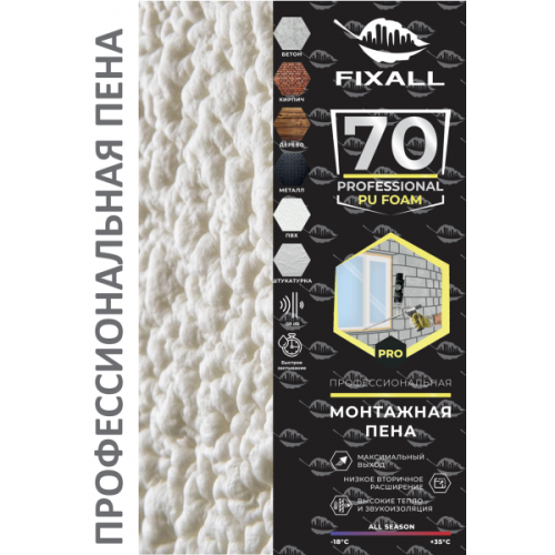 ПЕНА ПРОФЕССИОНАЛЬНАЯ FIXALL 70 PRO 890мл фото 2