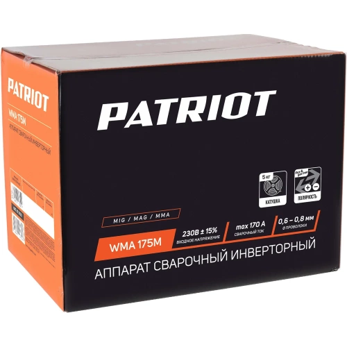 Сварочный инверторный полуавтомат PATRIOT WMA 175M MIG/MAG/MMA, полуавтоматическая сварка в среде 605302150 фото 7