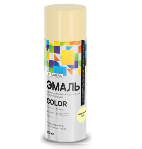 Эмаль аэрозольная Лакра Color универсальная кремовая 315 520 мл