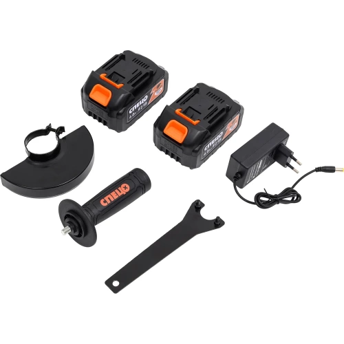 Шлифмашина угловая аккумуляторная СПЕЦ БШУ-21-Б (бесщеточный двигатель), 125мм, 5500-9000об/мин, 21В, 2 аккум Ли-Ион, 4,0Ач, зу 4,0ч СПЕЦ-4128 фото 9 Шлифмашина угловая аккумуляторная СПЕЦ БШУ-21-Б (бесщеточный двигатель), 125мм, 5500-9000об/мин, 21В, 2 аккум Ли-Ион, 4,0Ач, зу 4,0ч СПЕЦ-4128 фото 9