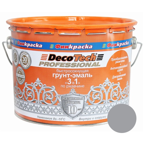 Грунт-эмаль DecoTech Professional 3 в 1 00-00015854 серый под RAL7004 1,8 кг