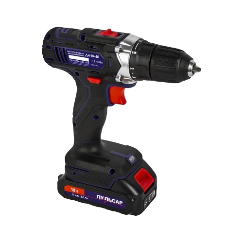 Дрель аккумуляторная безударная ПУЛЬСАР ДА 18-40 (18В, 40Hm, Li-on, 2,0Ah, 2 акк,,кейс) 923-101 фото 6