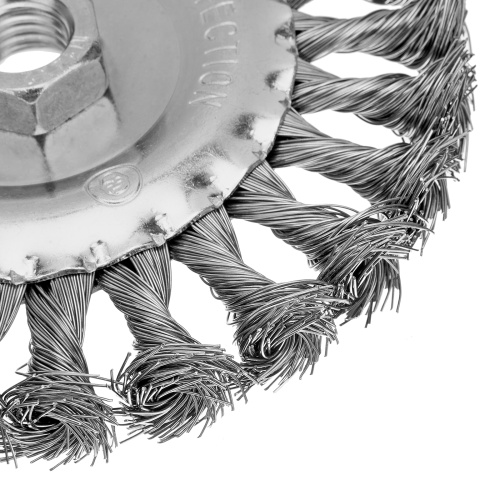 Щетка для УШМ 125 мм, М14, плоская, крученая проволока 0.35 мм Matrix фото 3