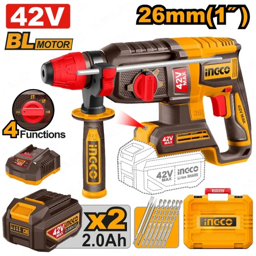 Аккумуляторный перфоратор INGCO 42В 4,5 Дж, б/щ (2) INDUSTRIAL CRHLI422882 фото 3