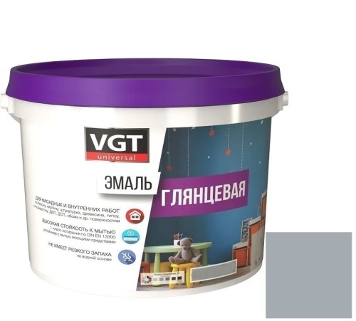 Эмаль универсальная VGT глянцевая Ral 7001 серая 10 кг