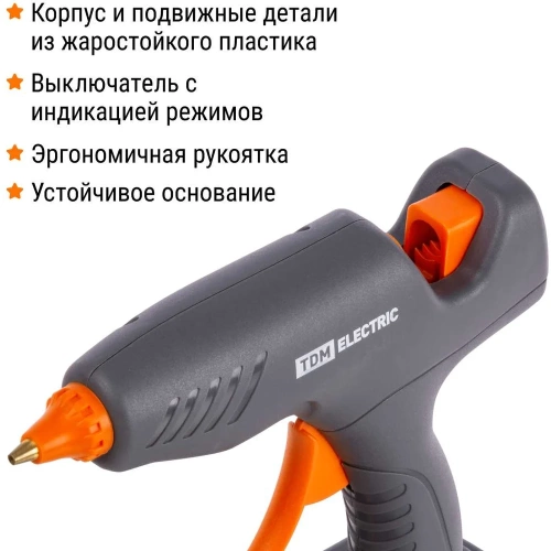 Аккумуляторный клеевой пистолет TDM ELECTRIC КПА-60, 11,3 мм, 12В, 2,2 А*ч Li-Ion, 60 Вт, Т=220 С Алмаз SQ1024-0110 фото 6