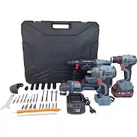 Аккумуляторный бесщеточный набор 4 в 1 Profipower ProfiSet-4F18 Li-ion 2шт, 4Ач, З/У, кейс, E0081, E0080, T0056, T0058, E0093