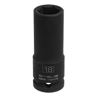 Головка ударная удлиненная шестигранная, 18 мм, 1/2, CrMo Stels