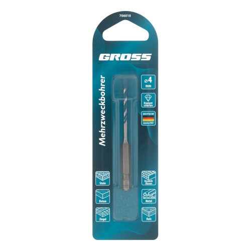Сверло универсальное, Multipurpose PRO, 6-гр. хвостовик, 4мм Gross фото 4 Сверло универсальное, Multipurpose PRO, 6-гр. хвостовик, 4мм Gross фото 4