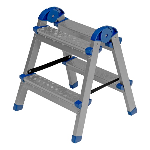 Стремянка двухсторонняя 2 ступени, сталь профиль, стальные ступени, Россия Сибртех Стремянка двухсторонняя 2 ступени, сталь профиль, стальные ступени, Россия Сибртех