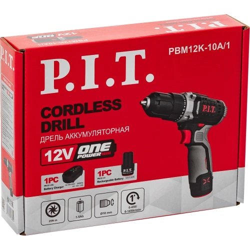Дрель аккумуляторная P.I.T. X-DRIVER 12В, 22Нм, 10 мм, 2ск, 0-350/1350, 1x2,0Ач, ЗУ, коробка PBM12K-10A/1 фото 7