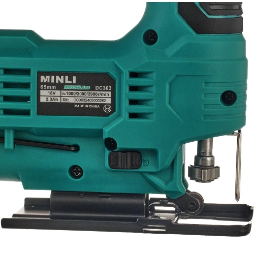 Аккумуляторный бесщеточная лобзиковая пила MINLI 65mm Li-ion 18Vx2 DC303-2.0A фото 9 Аккумуляторный бесщеточная лобзиковая пила MINLI 65mm Li-ion 18Vx2 DC303-2.0A фото 9