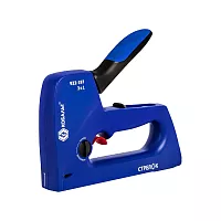 Степлер механический КОБАЛЬТ СТРЕЛОК, пластиковый корпус, скобы 6-14 мм, тип 53, шпильки 12-14 мм, гвозди 14 мм, рег.удара, спуск, крючок 922-197