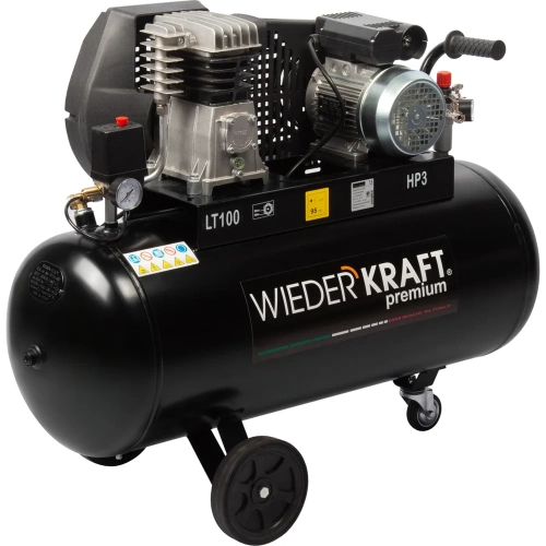 Масляный поршневой компрессор с ременным приводом WIEDERKRAFT 400 л/мин, ресивер 100л, WDK-91040 фото 6 Масляный поршневой компрессор с ременным приводом WIEDERKRAFT 400 л/мин, ресивер 100л, WDK-91040 фото 6