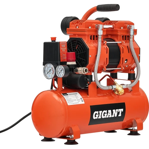 Безмасляный малошумный компрессор (9 л; 8 бар; 195 л/мин) Gigant GSWK-9/1400 фото 4