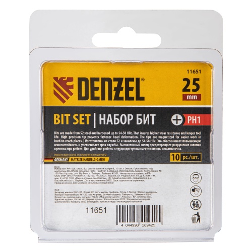 Бита PH1х25, сталь S2, шестигранный профиль, 10 шт. Е 6,3 Denzel фото 3