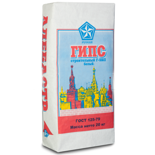 Гипс строительный Русеан Г-5 белый 20 кг Гипс строительный Русеан Г-5 белый 20 кг