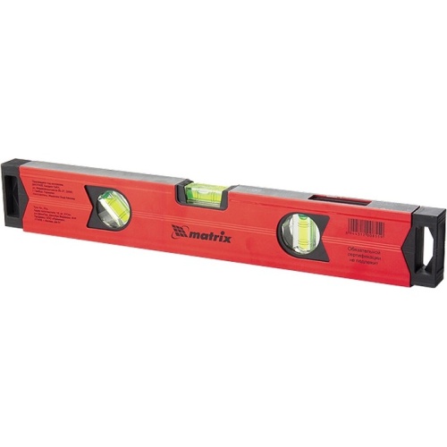 Уровень алюминиевый магнитный, 2000 мм, фрезерованный, 3 глазка (1 зеркальный) усиленный Matrix фото 2