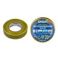 Изолента ПВХ Uniel UIT-135P 15 мм желто-зеленая 20 м