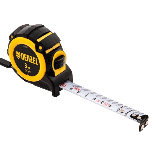 Рулетка 3м х 16мм, автоматич. фиксац., нейлон. покрытие, магнит. зацеп, двухстор. разметка Denzel фото 5
