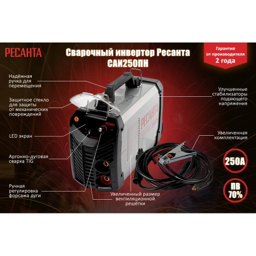 Сварочный инвертор Ресанта САИ 250 ПН 65/21 фото 3