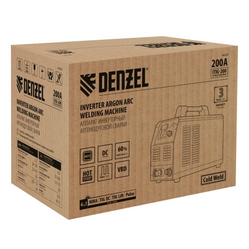Аппарат инвертор. аргонодуговой сварки ITIG-200 DС Pulse Cold Weld, 200 А, ПВ 60% Denzel фото 19