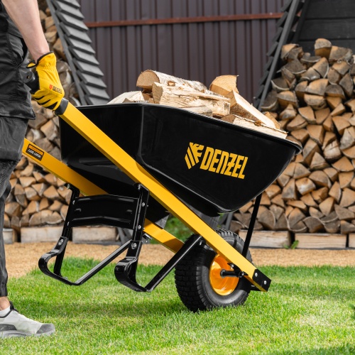 Тачка строительная, усиленная, объем 140 л, 230 кг, колесо 15х6.00-6 Denzel фото 12