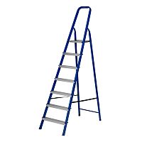 Стремянка, 7 ступеней, стальной профиль, алюминиевые ступени Сибртех
