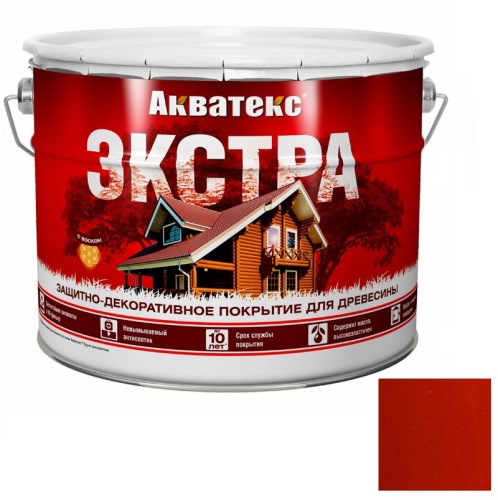 Покрытие алкидное защитно-декоративное для древесины Акватекс Экстра полуглянцевое Красное дерево 9 л