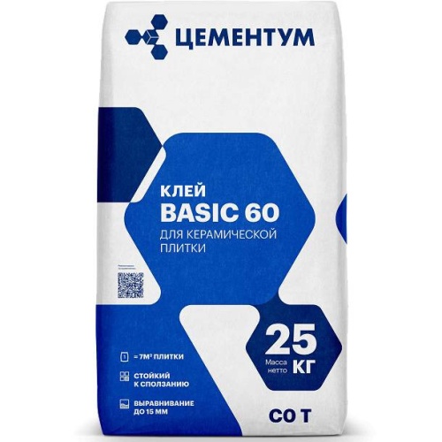 Клей для плитки Цементум Basic 60 C0T 25 кг