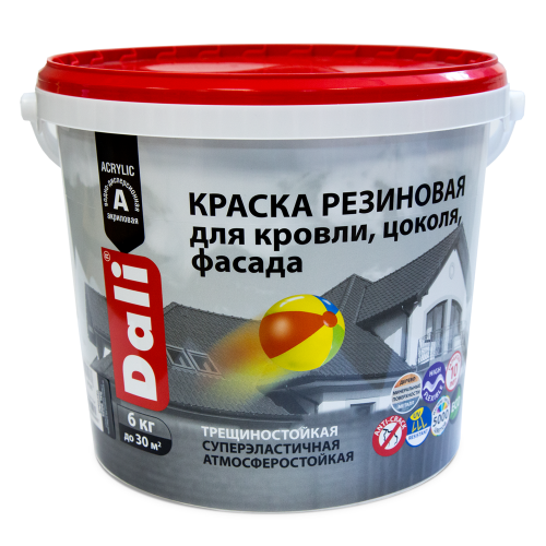 Краска резиновая Dali для кровли, цоколя,фасада База А 6 кг