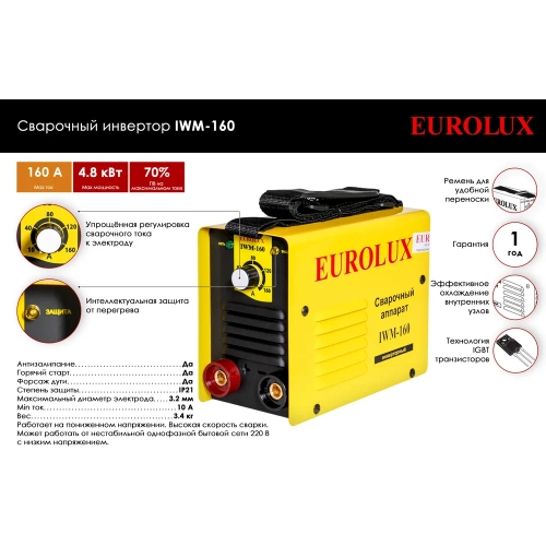 Инверторный сварочный аппарат Eurolux IWM160 65/26 фото 3 Инверторный сварочный аппарат Eurolux IWM160 65/26 фото 3