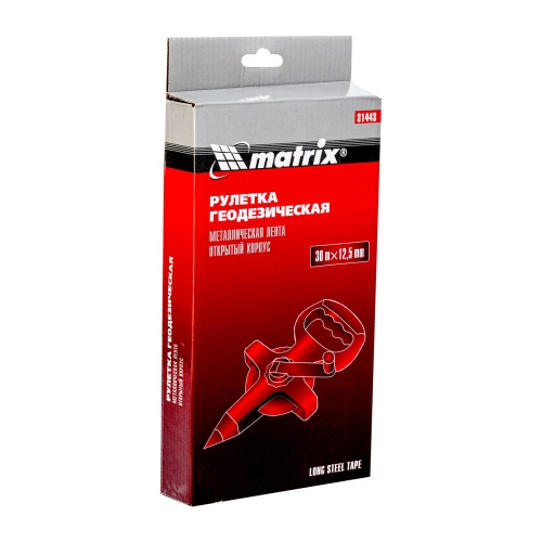 Рулетка геодезическая, 30 м х 12,5 мм, металлическая лента, открытый корпус Matrix фото 7