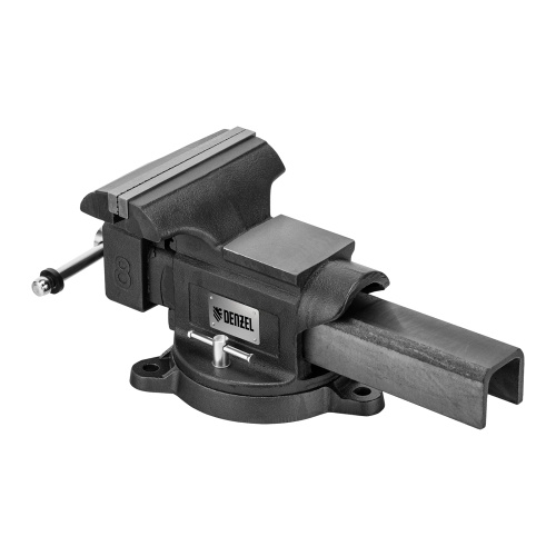 Тиски слесарные BVH-200, 200 мм, поворотные, стальная направляющая, с наковальней //Denzel фото 2