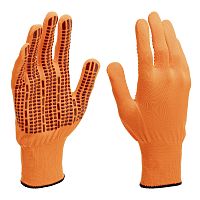 Перчатки трикотажные, синтетическая нить, ПВХ-гель точка, цвет: оранжевый, L, 13 класс Сибртех