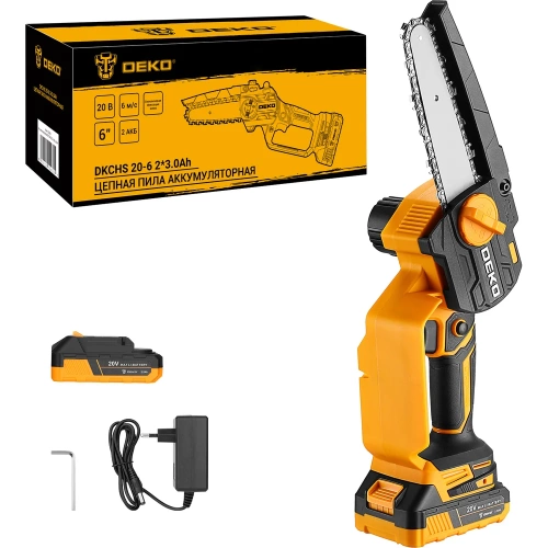 Пила цепная аккумуляторная DEKO DKCHS 20-6, 20В, 2x3.0Ач 063-4481-1 фото 3 Пила цепная аккумуляторная DEKO DKCHS 20-6, 20В, 2x3.0Ач 063-4481-1 фото 3