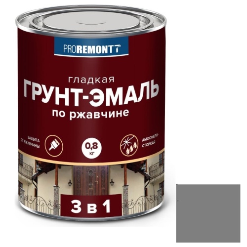Грунт-эмаль Proremontt 3 в 1 серая 0,8 кг Грунт-эмаль Proremontt 3 в 1 серая 0,8 кг