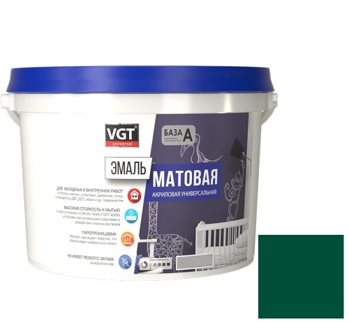 Эмаль универсальная VGT матовая Ral 6005 зеленая 1 кг