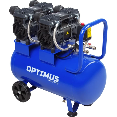 Поршневой компрессор Optimus безмасляный, малошумный, 440 л/мин, ресивер 50 литров, 3 квт (1,5+1,5 квт) hd OPT-305044