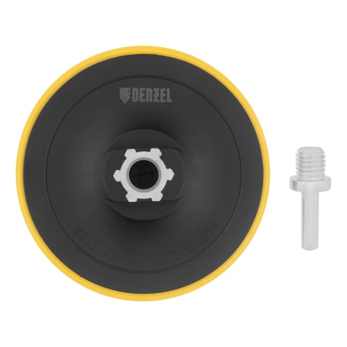 Тарелка опорная для дрели и УШМ с липучкой, 115 мм, стандартная, с адаптером c М14 на d8 Denzel фото 2