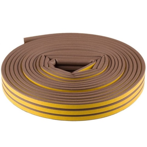 Уплотнитель самоклеящийся резиновый Зубр 40930-016 D-профиль коричневый 16 м