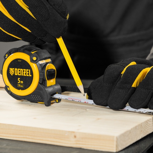 Рулетка 5м х 19мм, автоматич. фиксац., нейлон. покрытие, магнит. зацеп, двухстор. разметка Denzel фото 9